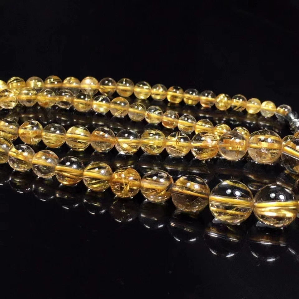  Colgante de cristal de cuarzo rutilado de titanio de oro natural para collar de joyería Foto 3 de 4