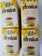 4 Arnica Infusion Herbs Therbal 25 wrapped tea bags ea.  Total 100 bags 10/2025