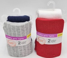 Lot Of 2 New Packs Wonder Nation Toddler Cotton Tights Baby Girl 18-36 Months