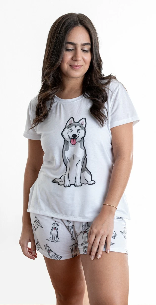 Husky Dog Pajama Set top Bottom with shorts for Women husky christmas pjs
