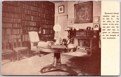 Emerson's Study Room Table In The Center Writing Pad and Pen Postcard