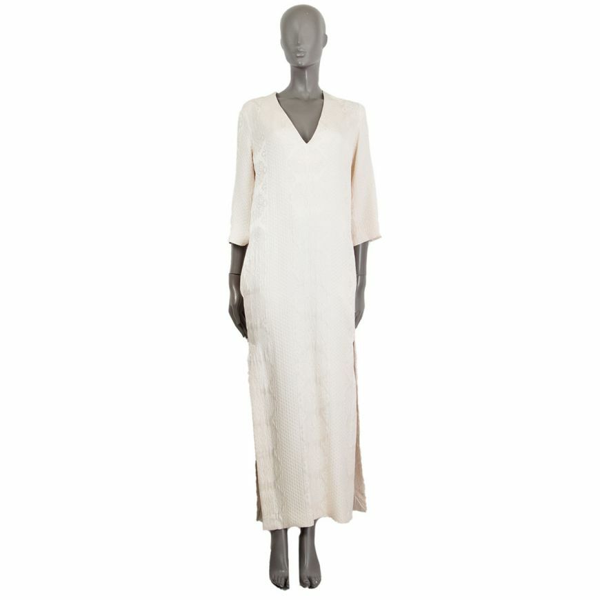 kaftan dress with side slit 62092 auth THE ROW pearl white ORNAMENT SIDE SLIT Kaftan Dress 6 S