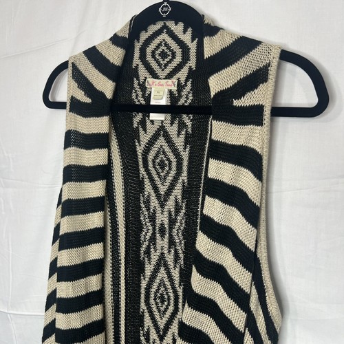 It's Our Time Cardigan Sweater XL Boho Southwestern Fringe Open Front Knit - Picture 2 of 9