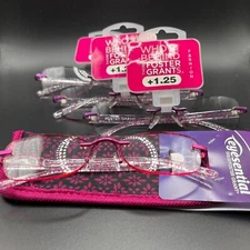 Foster Grant 3 Readers +1.25 New Purple Glasses & Eye Essentials  +1.25 - NEW