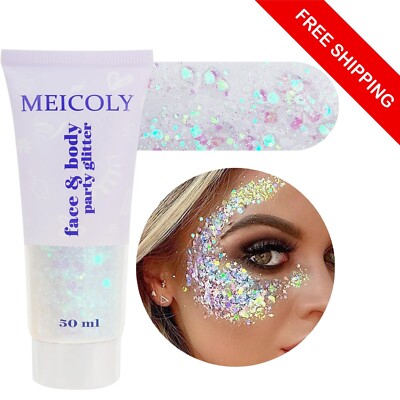Meicoly Body Glitter White For Hair Face & Body