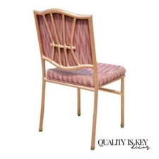 Faux Bamboo Pink Rose Gold Upholstered Banquet Dining Chairs by Shelby Williams