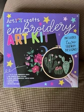 Art 101 Crafts Embroidery Art Kit with Floral and Cactus Designs - DM Creations