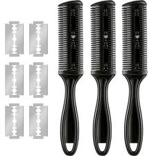 3 Pieces Razor Comb with 10 Pieces Razors, Hair Cutter Comb Cutting Scissors, Do