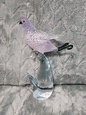 Vintage Hand-blown Formia Vetri di Murano Glass Bird Lavender Silver Coloration