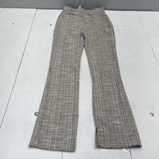 Fashion Nova Pants Womens Medium Brown Tweed Pull On Flare Leg Slit Hem Stretch