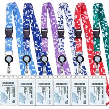 Retractable Lanyards, 6 Pack Waterproof Lanyard with ID Badge Reel Holder De...