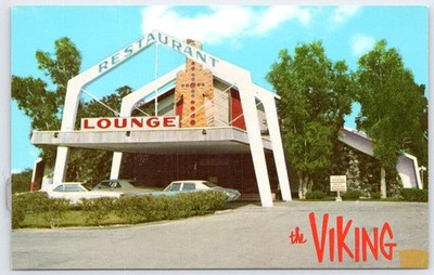 Vintage Postcard The Viking Restaurant & Lounge Dania Florida Mid-Century
