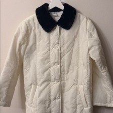 Timing Cream Quilted Puffer Coat with Black F...