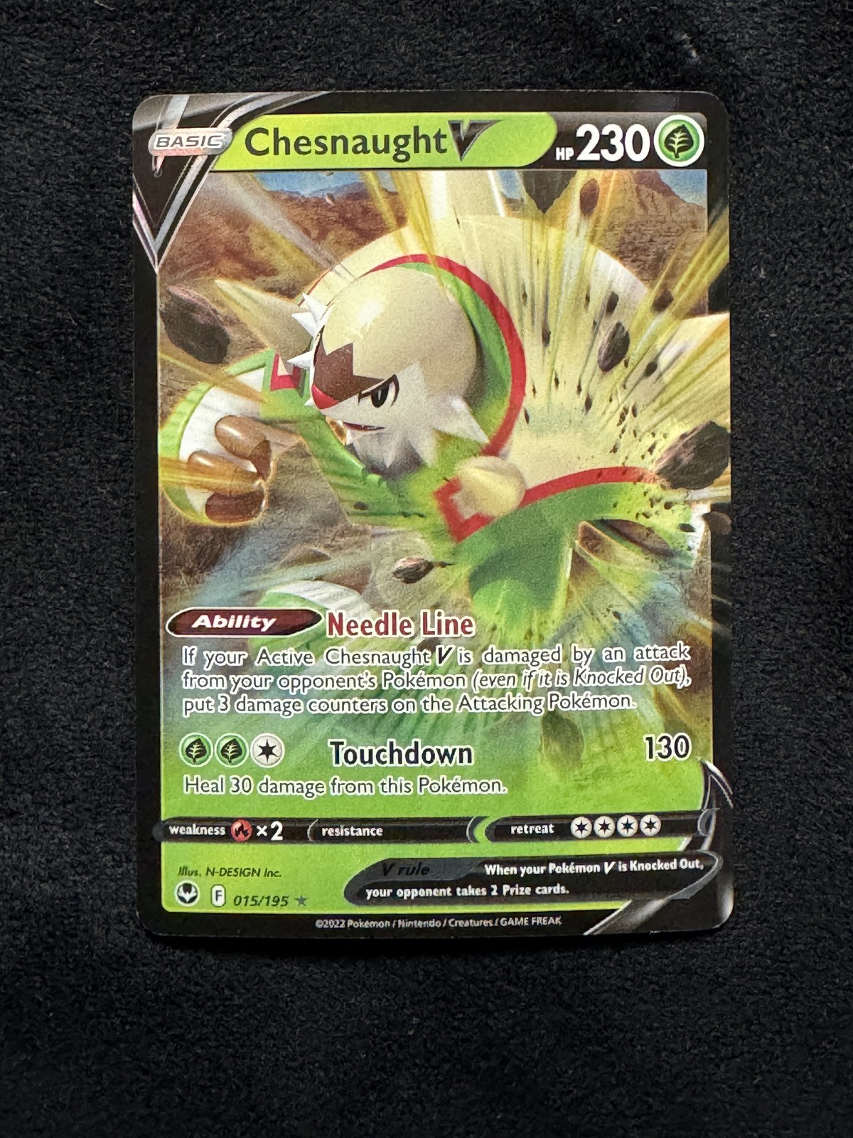 Chesnaught V 15/195 Silver Tempest Holo Rare V NM