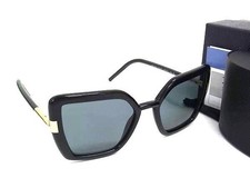 PRADA Sunglasses SPR 09W Black Gold Clear Blue Plastic Unisex Used From Japan