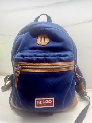 Kenzo Rucksack,  Canavas und Leder, Midnight Blue, Bekannt für Langlebigkeit.