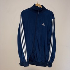 Adidas Track Jacket Navy 3-Stripes Tricot Full Zip Mens M