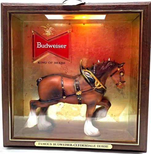 Budweiser Beer Clydesdale Horse Light Up Sign Anheuser-Busch Vintage Working