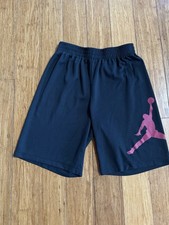 Nike Air Jordan Shorts Youth Large 12-13 Black Red Jumpman Basketball Athletic