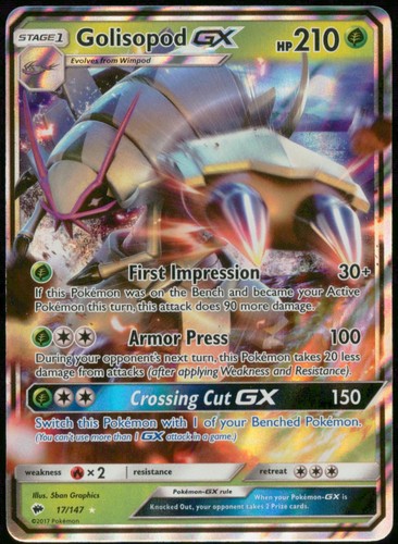 GOLISOPOD GX 17/147 HOLO POKEMON BURNING SHADOWS NM/M
