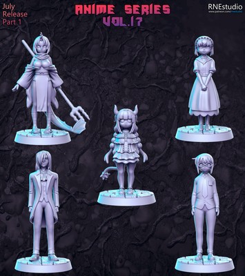 Anime Series Vol 17 Full Set Tabletop RPG Miniature 3D Printed Resin Unpainted