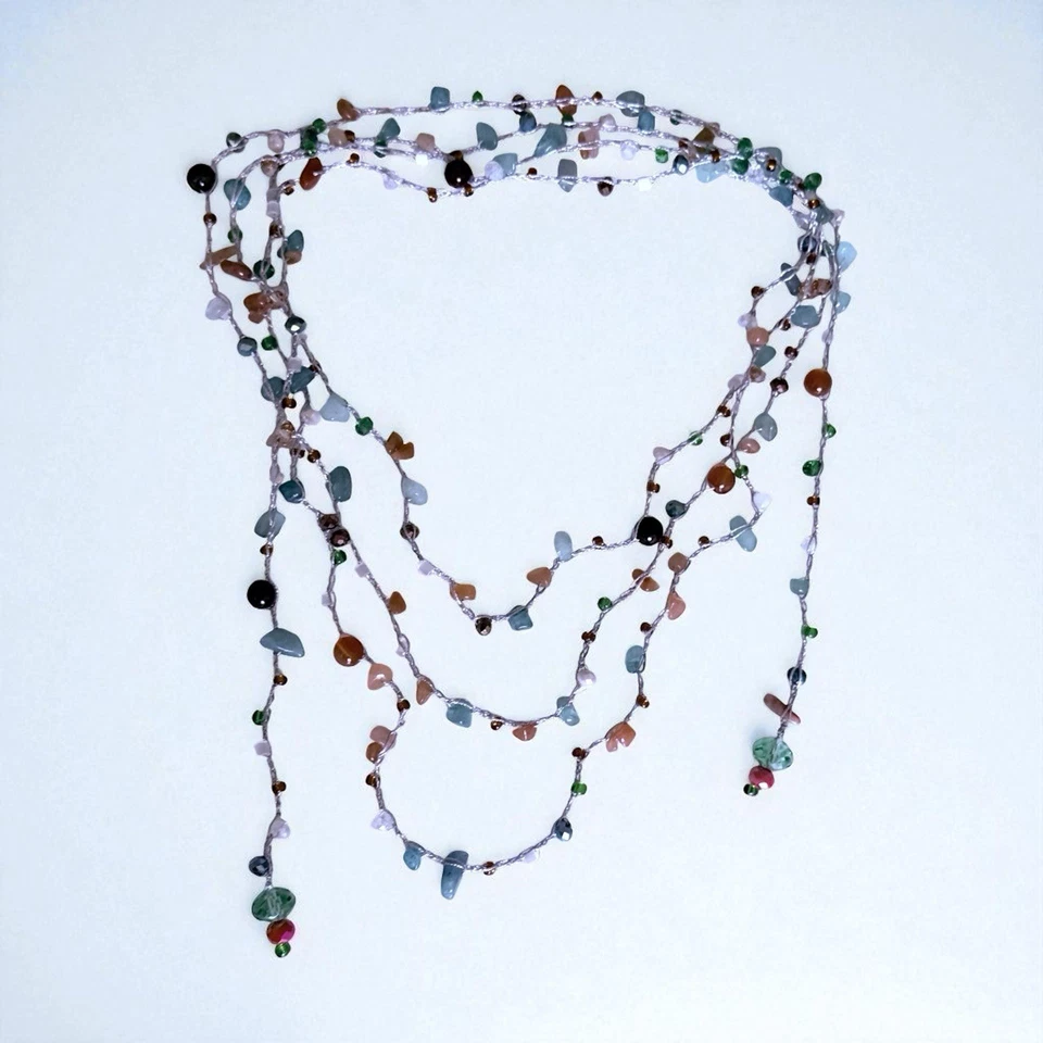 多股钩针项链,手工制作,带矿石和水晶。 美国 — 第 4/4 张图片