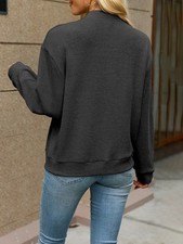 Women's Polyester Casual Jacket Solid Color Long Sleeve Full Zip Design