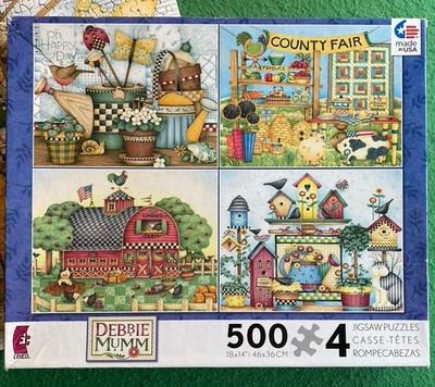 Ceaco Debbie Mum Lot  Of 4-500 Piece Puzzles- 2 Complete, 2 Missing 1 Piece