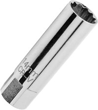 14mm 3/8-Inch Drive 12-Point Thin Wall Spark Plug Socket with Spri Size: 14 mm