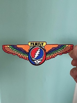 Grateful Dead Iron On Patch Wings Streak Your Face Rainbow Embroidered Family