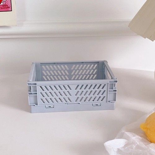 UK Folding Collapsible Storage Crates Plastic Basket Stacking Kitchen Desk Boxes - Picture 11 of 24