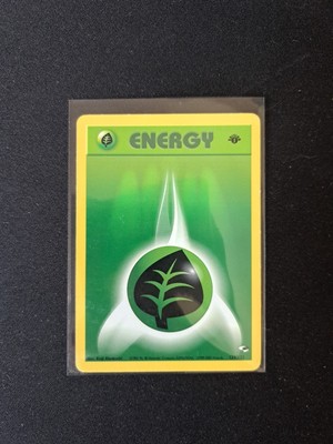 Grass Energy 1st Edition Gym Heroes, 129/132 Pokemon Card. (1999-2000)