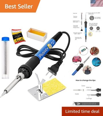 60W Adjustable Temperature Soldering Iron Kit - Portable 5-in-1 for DIY Projects