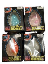Nice Cream Ice Cream Cone Squeeze Toys Orange Pink Blue Assorted Colors LOT OF 4