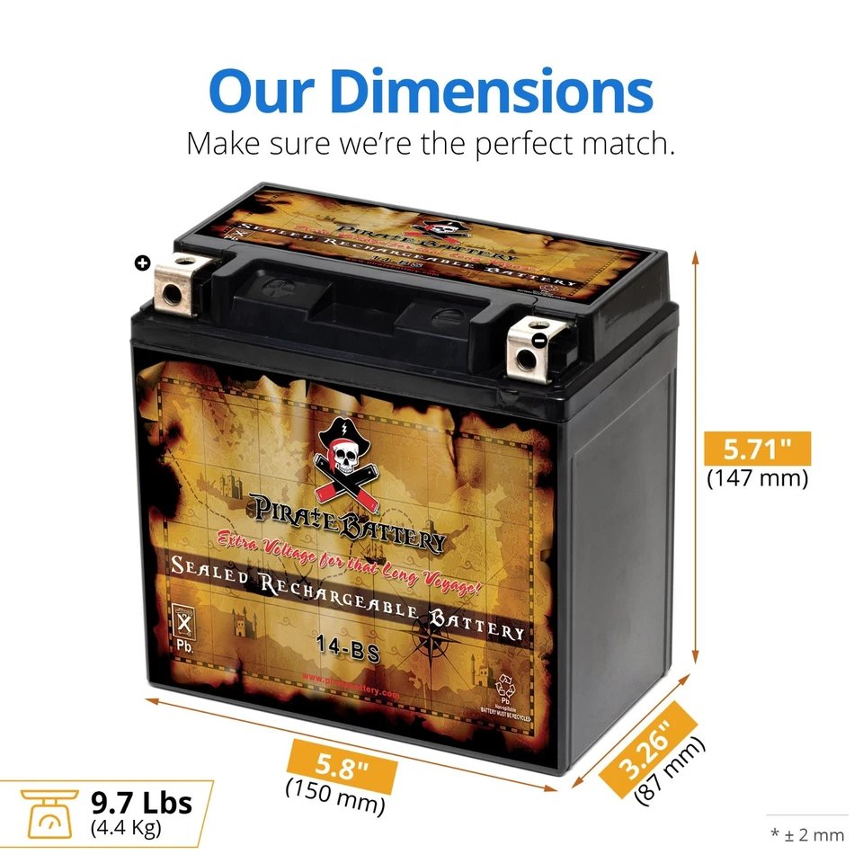 Batería de scooter de alto rendimiento YTX14-BS para Kymco, Vespa, Piaggio, Suzuki Foto 2 de 4