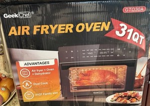 New Geek Chef Air Fryer Toaster Oven Combo Silver Stainless Steel 0.8 cu Ft