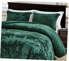 Lux 3-Piece Velvet Comforter Set Size, All Season Lush Queen Forest Green