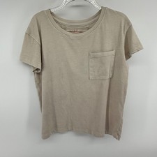 Cat Jack Kids T Shirt Size S 6 7 Tan Pocket Short Sleeve Cotton Blend