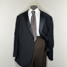 Mens Tuxedo Suit Jacket 50R Black 2 Buttun 5XL 54" Blazer Sport Coat Pronto Uomo