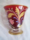Vintage Moser Cranberry Glass Tea Cup & Saucer ~ Hand Painted Flowers — photo 8