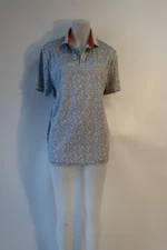 Mens Redvanly Gray, White Short Sleeve Polo Top M