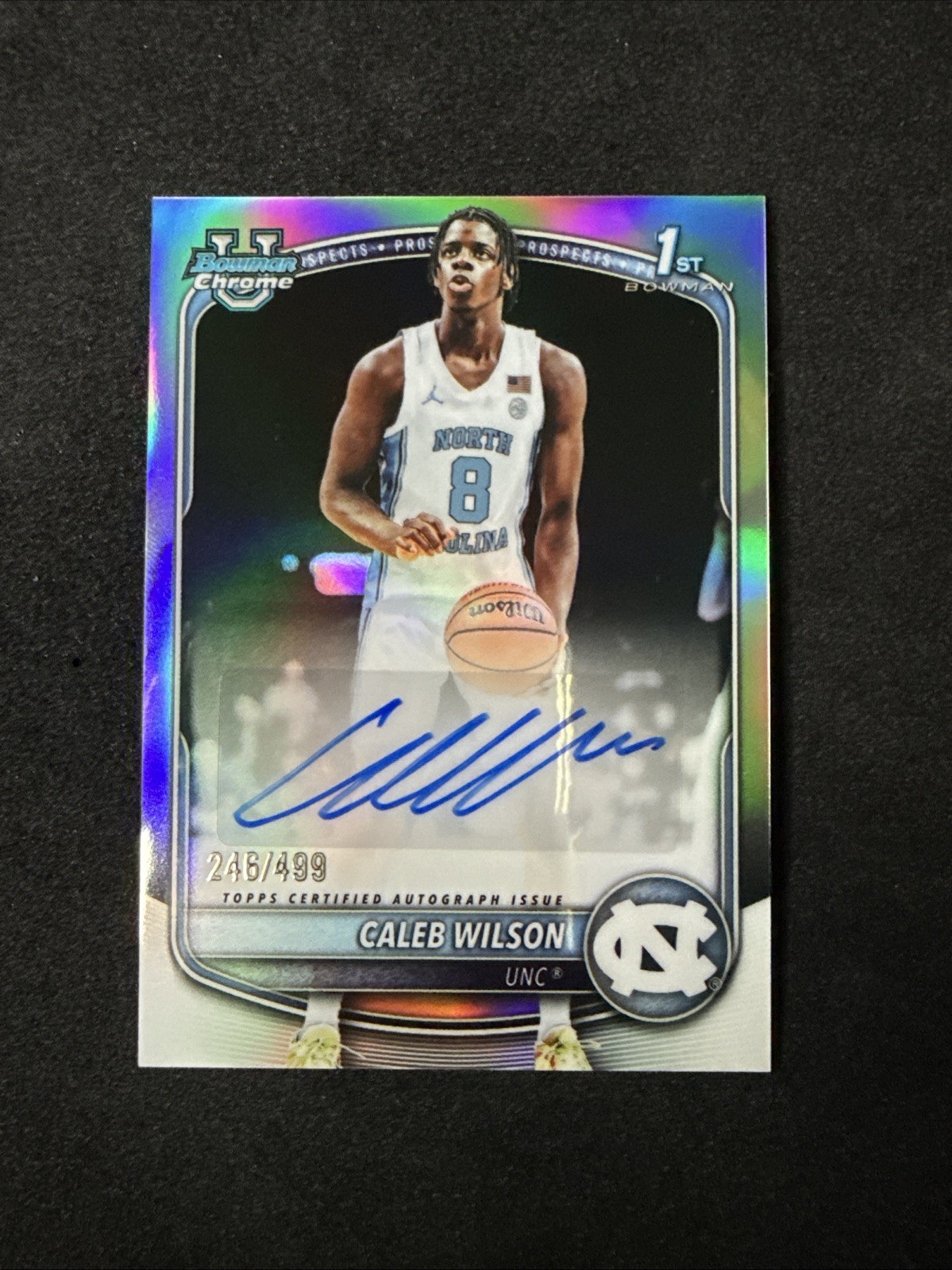 2025-26 Bowman Chrome Caleb Wilson 1st Refractor Auto /499 🔥 UNC