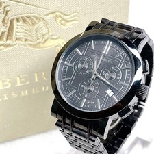 BURBERRY BU1373 Chronograph Watch Black 42.5 mm with Box 16 cm 20 mm Band 128 g