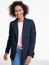 Classic Linen Single Button Blazer at Talbots, NWT 189, INDIGO BLUE, all size