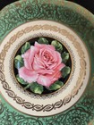  Green Paragon Tea Cup Saucer Floating Pink Rose on Black Gold Gilt Vintage Eng. — photo 3