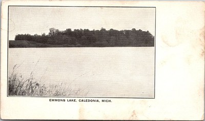 Emmons Lake Caledonia Mich Vintage Postcard Unposted Scenic Lake Black White