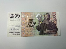 Iceland 1000 Kronur 2001 Great Condition Circulated Banknote Foreign Currency