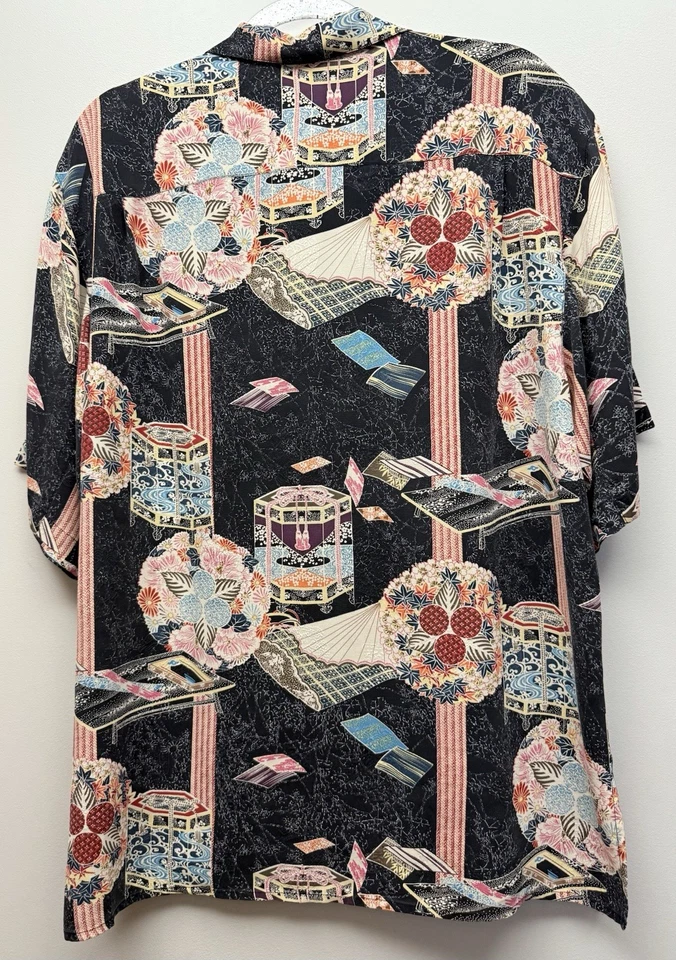 Дизайнерская мужская шелковая черная рубашка с коротким рукавом Citron Santa Monica размер M отличное состояние - Изображение 4 из 4