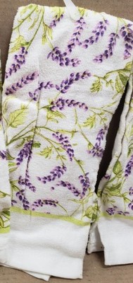 1 (one) Printed Kitchen Terry Towel (15''x25'') PURPLE FLOWERS, LAVENDER, AM