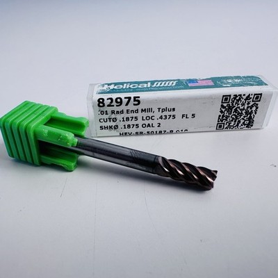Helical 82975 3/16  5-Flute Corner Radius .010  End Mill Tplus HEV-SR NEW